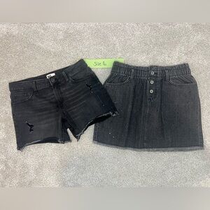 Black Denim Shorts and Skirt Set Size 16